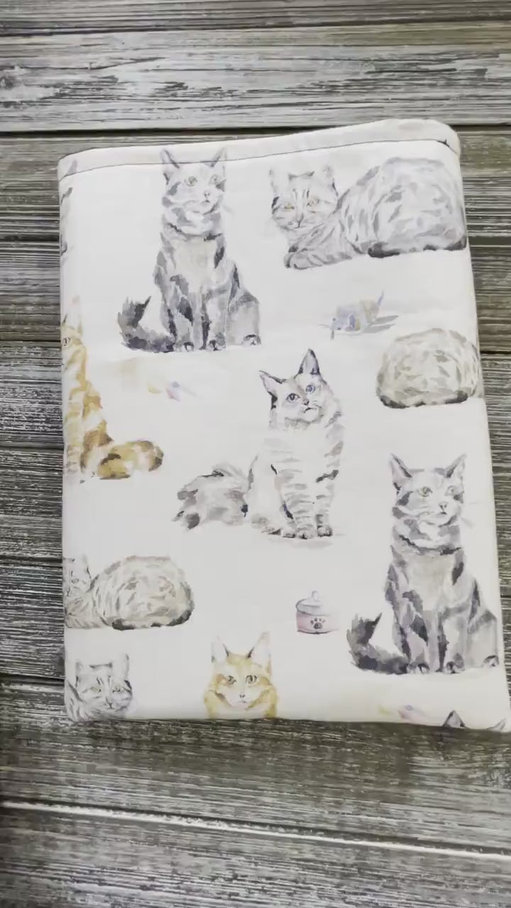 Watercolor Cats Padded Book Sleeve | BookGoodies | Book Pocket | Protective Book Bag | Book Pouch | Bookish Nerd Gift