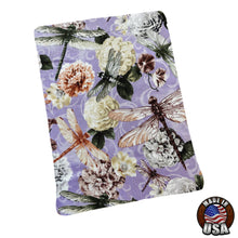 Load image into Gallery viewer, Dragonflies on Flowers Padded Book Sleeve | BookGoodies | Book Pocket | Protective Book Bag | Book Pouch | Bookish Nerd Gift
