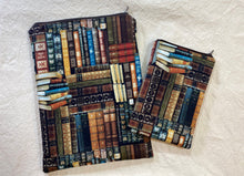 Load image into Gallery viewer, Classic Novels on a Shelf Cotton Padded Book Sleeve | BookGoodies | Book Pocket | Protective Book Bag | Book Pouch | Bookish Nerd Gift
