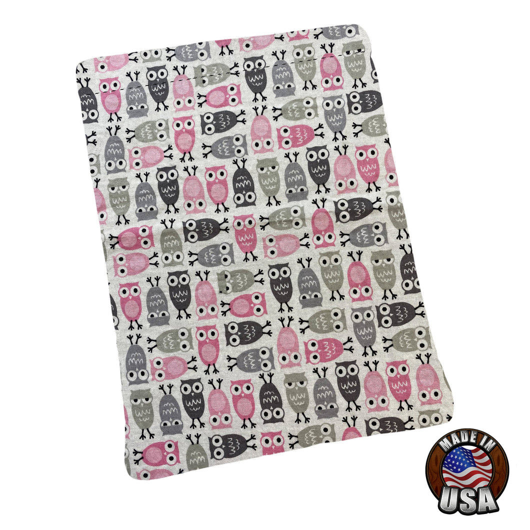 Pink and Gray Owls Padded Book Sleeve | BookGoodies | Book Pocket | Protective Book Bag | Book Pouch | Bookish Nerd Gift