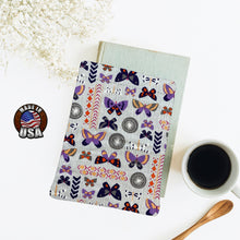 Load image into Gallery viewer, Geometric Butterflies Book Nerd  Gift Fleece Padded Book Sleeve | BookGoodies | Book Pocket | Protective Book Bag | Book Pouch
