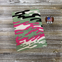 Load image into Gallery viewer, Camo Neon Pink Green Black Padded Book Sleeve | BookGoodies | Book Pocket | Protective Book Bag | Book Pouch | Bookish Nerd Gift

