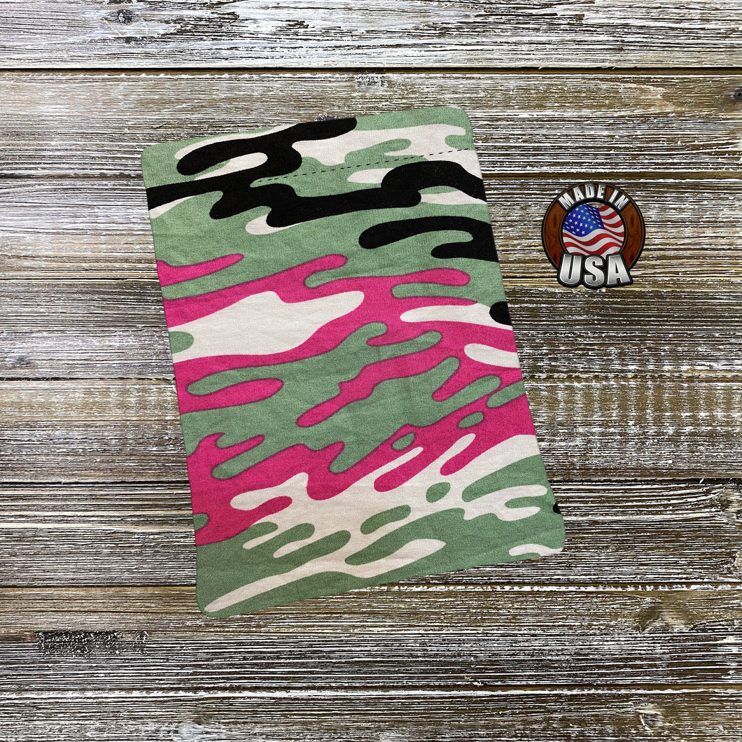 Camo Neon Pink Green Black Padded Book Sleeve | BookGoodies | Book Pocket | Protective Book Bag | Book Pouch | Bookish Nerd Gift