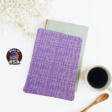 Load image into Gallery viewer, Purple Textured Coco Padded Book Sleeve | BookGoodies | Book Pocket | Protective Book Bag | Book Pouch | Bookish Nerd Gift
