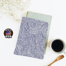 Load image into Gallery viewer, Navy Blue Vine Padded Book Sleeve | BookGoodies | Book Pocket | Protective Book Bag | Book Pouch | Bookish Nerd  Gift
