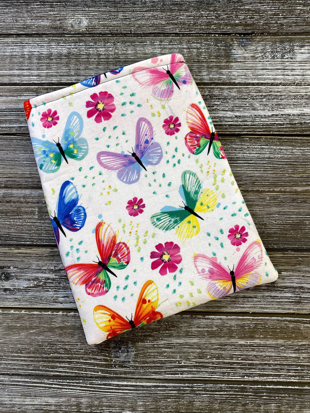 Watercolor Butterflies Bookish Gift for Book Lover Fleece Padded Book Sleeve | BookGoodies | Book Pocket | Protective Book Bag | Book Pouch