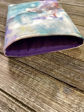Load image into Gallery viewer, Purple Blue Green Watercolor Padded Book Sleeve | Book Pocket | Protective Book Bag | Book Pouch | Bookish Nerd Gift | Kindle Accessory
