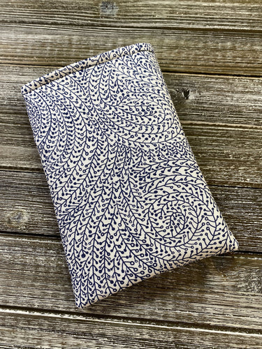 Navy Blue Vine Padded Book Sleeve | BookGoodies | Book Pocket | Protective Book Bag | Book Pouch | Bookish Nerd  Gift