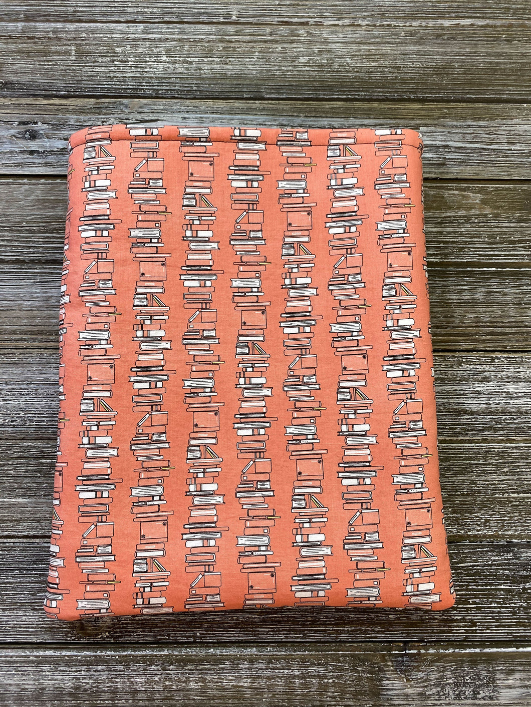 Coral Book Stacks Padded Book Sleeve | BookGoodies | Book Pocket | Protective Book Bag | Book Pouch | Bookish Nerd Gift