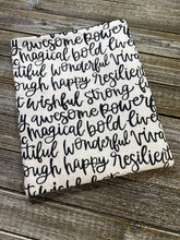 Load image into Gallery viewer, Inspirational Script Text Black and White Padded Book Sleeve Bookish Nerd Gift  | Book Pocket | Book Bag | Book Pouch Kindle Accessory
