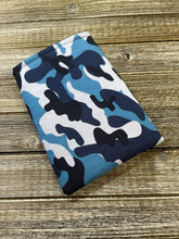 Load image into Gallery viewer, Camouflage Blue Padded Book Sleeve | BookGoodies | Book Pocket | Protective Book Bag | Book Pouch | Bookish Nerd Gift

