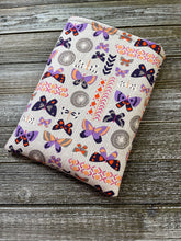 Load image into Gallery viewer, Geometric Butterflies Book Nerd  Gift Fleece Padded Book Sleeve | BookGoodies | Book Pocket | Protective Book Bag | Book Pouch
