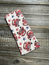 Load image into Gallery viewer, Soft Padded Eyeglass Case - Retro Red Pickup Trucks, Flags and Stars - Great for Reading Glasses, Regular Glasses and Sunglasses
