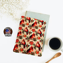 Load image into Gallery viewer, Cardinals On Branches Padded Book Sleeve | Book Pocket | Protective Book Bag | Book Pouch | Bookish Nerd Gift
